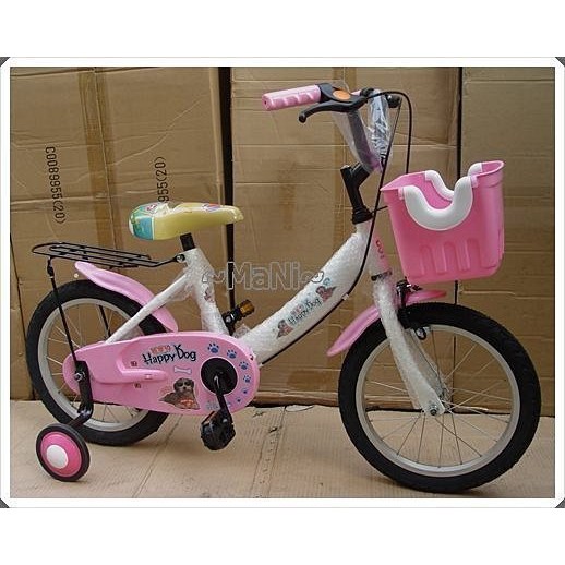 ♡曼尼♡打氣輪 16吋 cool~狗 腳踏車 兒童自行車 童車 全配/臀座加寬/鋁框/大籃子/免組裝 台灣製造 粉
