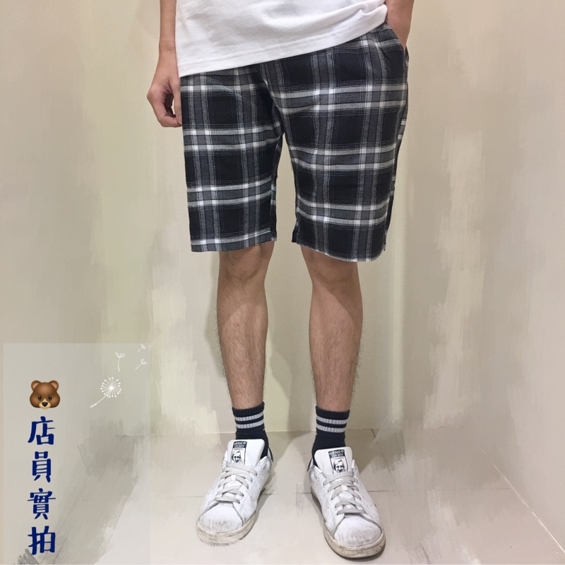 超百搭格子短褲文青風黑白格藍白格短褲抽繩短褲鬆緊帶短褲好穿好動好舒服 蝦皮購物