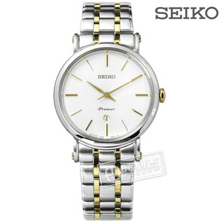 SEIKO 精工 / 7N89-0AY0Y.SXB438J1 / Premier 不鏽鋼手錶 銀x鍍金30mm