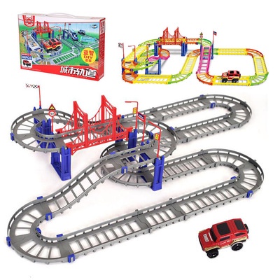 [[台灣現貨]] 電動火車軌道組 玩具 火車軌道組 兒童玩具 玩具車 兒童創意DIY百變軌道玩具車