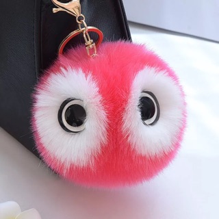 萌熊貓大眼睛可愛包包挂件仿狐狸毛球鑰匙扣