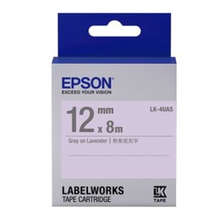 EPSON C53S654414 LK-4UAS淡彩系列淡紫底灰字標籤帶(寬度12mm)