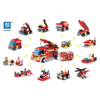 台灣現貨 扭蛋消防車交通工具兒童玩具 拼裝益智玩具
