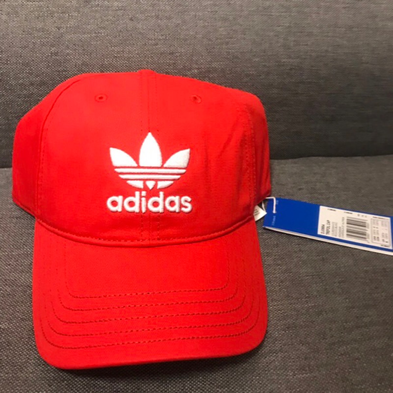 特價✅現貨✅可刷卡✅保證原廠公司貨✅後有實拍 愛迪達 三葉草 adidas 刺繡Logo 扣環式 紅色 老帽 棒球帽！