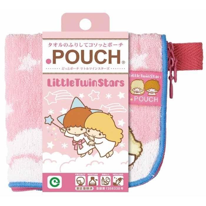 日本正品Sanrio三麗鷗雙子星KIKILALA 毛巾袋 冷敷熱敷袋 雨傘袋 化妝包粉色款(現貨在台)