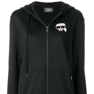 「全新現貨」KARL LAGERFELD 卡爾 老佛爺 Ikonik Emoji 黑色 長袖 女生連帽外套