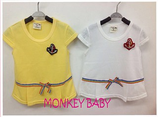【MONKEY BABY 】台灣製海洋風POLO衫質料女童上衣(8715)