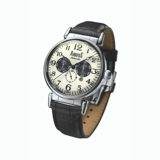 愛彼特ARBUTUS AR704SIB 三眼設計機械錶 多功能機械錶 真牛皮黑色錶帶 原廠公司貨