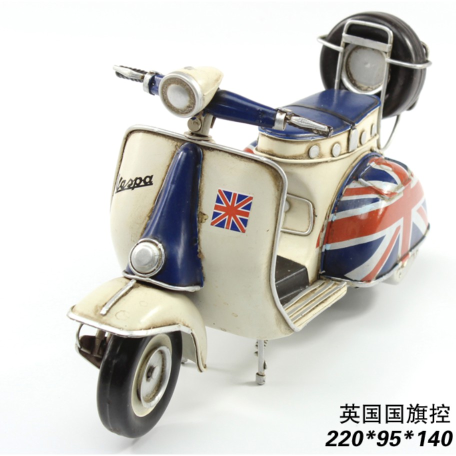 英國國旗 偉士牌 Vespa 手工製作1965Y  復古鐵皮車模型 英國國旗後座輪胎款