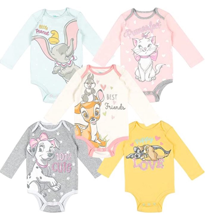 五件組❤️正版❤️美國迪士尼 BABY 嬰兒 小飛象 瑪麗貓 公主 101忠狗 小鹿斑比 小姐與流氓 包屁衣