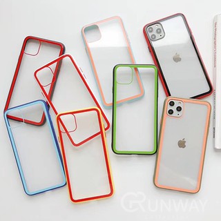 彩虹 撞色 玻璃 透明背板 適用 iPhone 11 pro max 透明 手機殼 保護殼 防摔 韓系