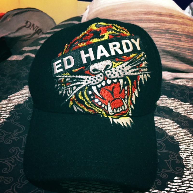 Ed hardy 水鑽虎頭帽 刺繡水鑽🐯 黑色