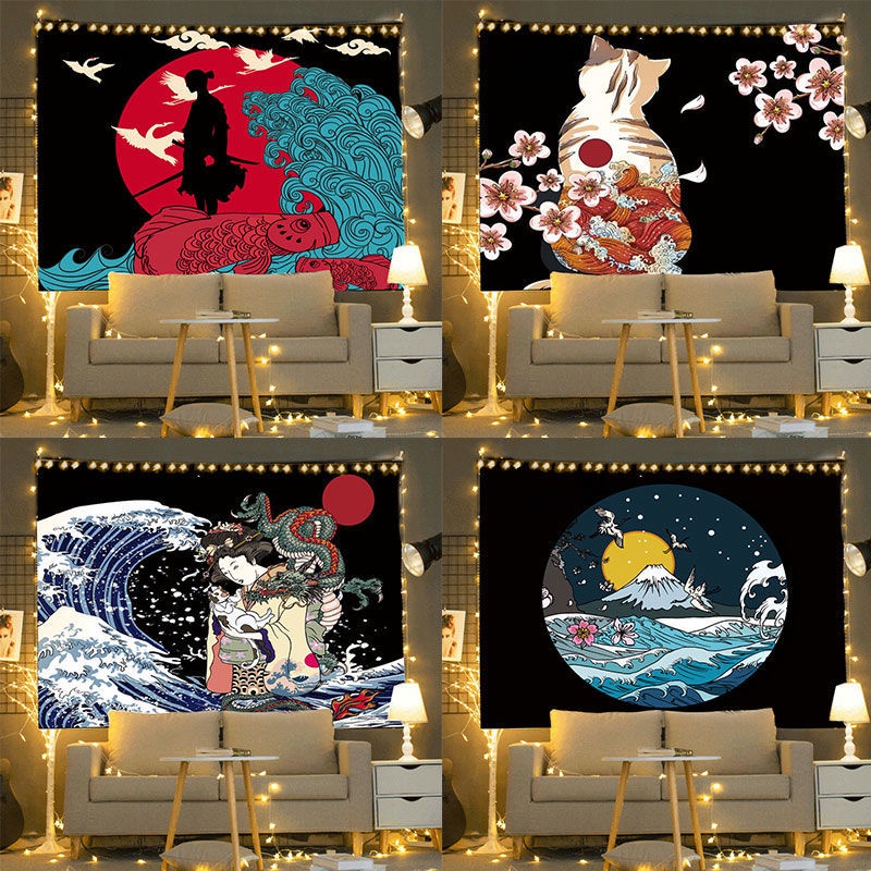 Ins掛布背景布日式浮世繪掛布裝飾掛毯桌布網紅直播臥室宿舍潮牌國潮背景布床頭掛毯簡約裝飾布 蝦皮購物