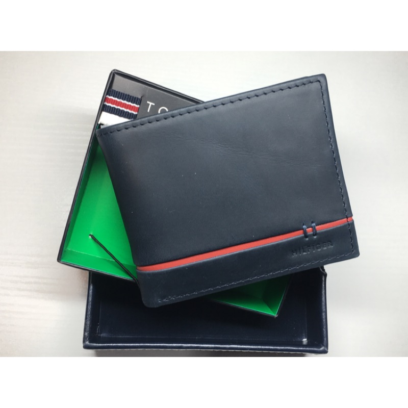 全新 現貨 Tommy hilfiger leather wallet  RFID 防盜 美式 休閒 真皮 皮夾 短夾