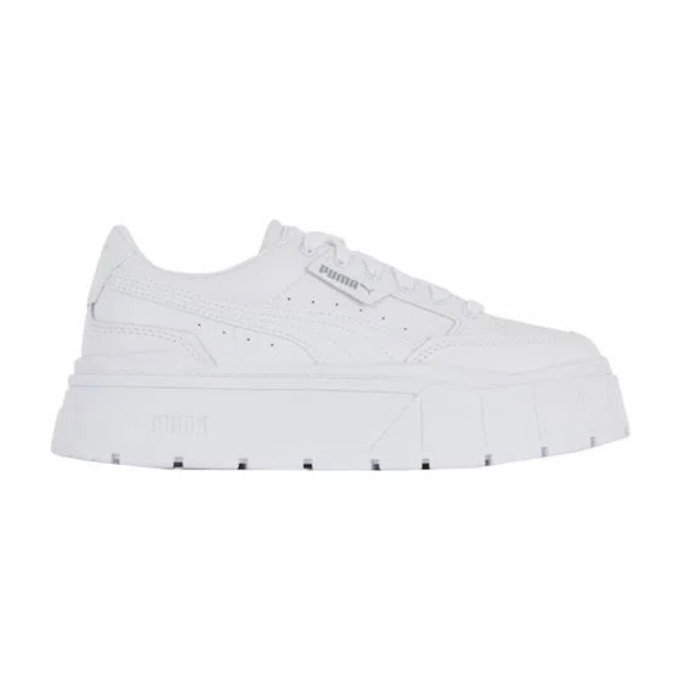 PUMA Mayze Stack Lthr Wns 女全白運動休閒鞋 KAORACER 38441201