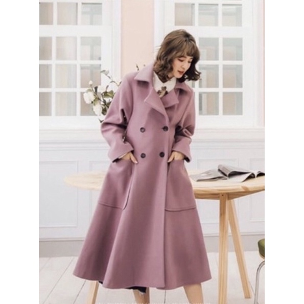 正韓 紫色大衣洋裝外套