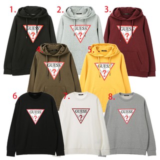 GUESS LOGO HOODY 黑 灰 黃 軍綠 酒紅 經典 倒三角 LOGO 帽T 韓國限定 零碼出清 DOT