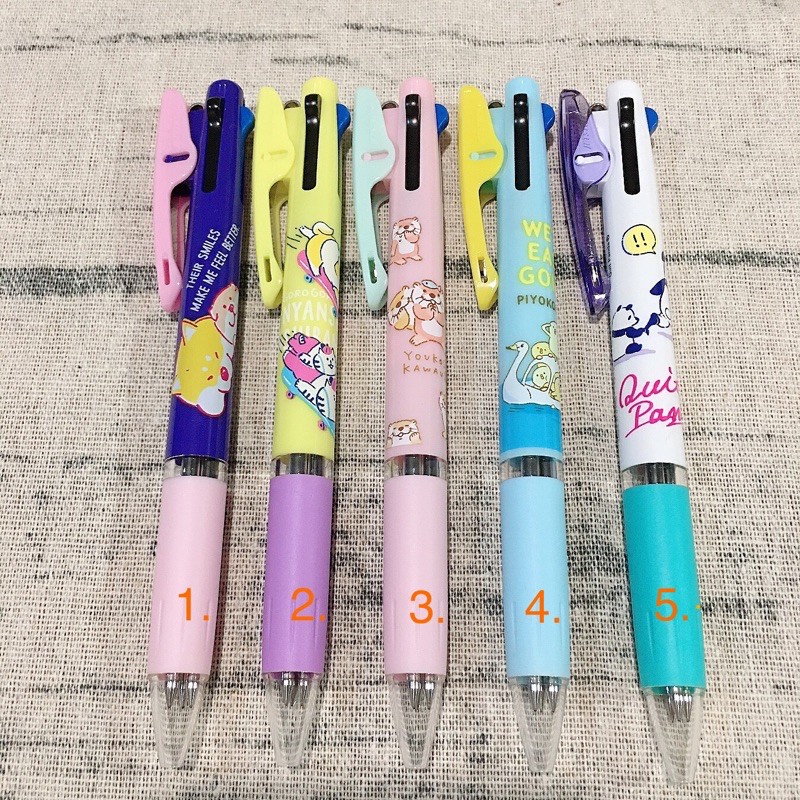 日本uni 三菱jetstream 三色機能溜溜筆原子筆柴犬貓助小雞小鳥水獺熊貓三色筆鋼珠筆原子筆 蝦皮購物