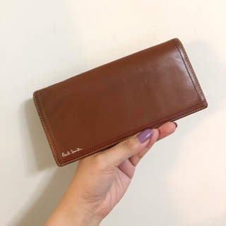 美國Paul Smith 咖啡色真皮長夾