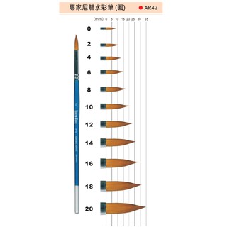 馬可威 MACRO WAVE AR42 專家尼龍水彩筆 圓頭 #0-#16