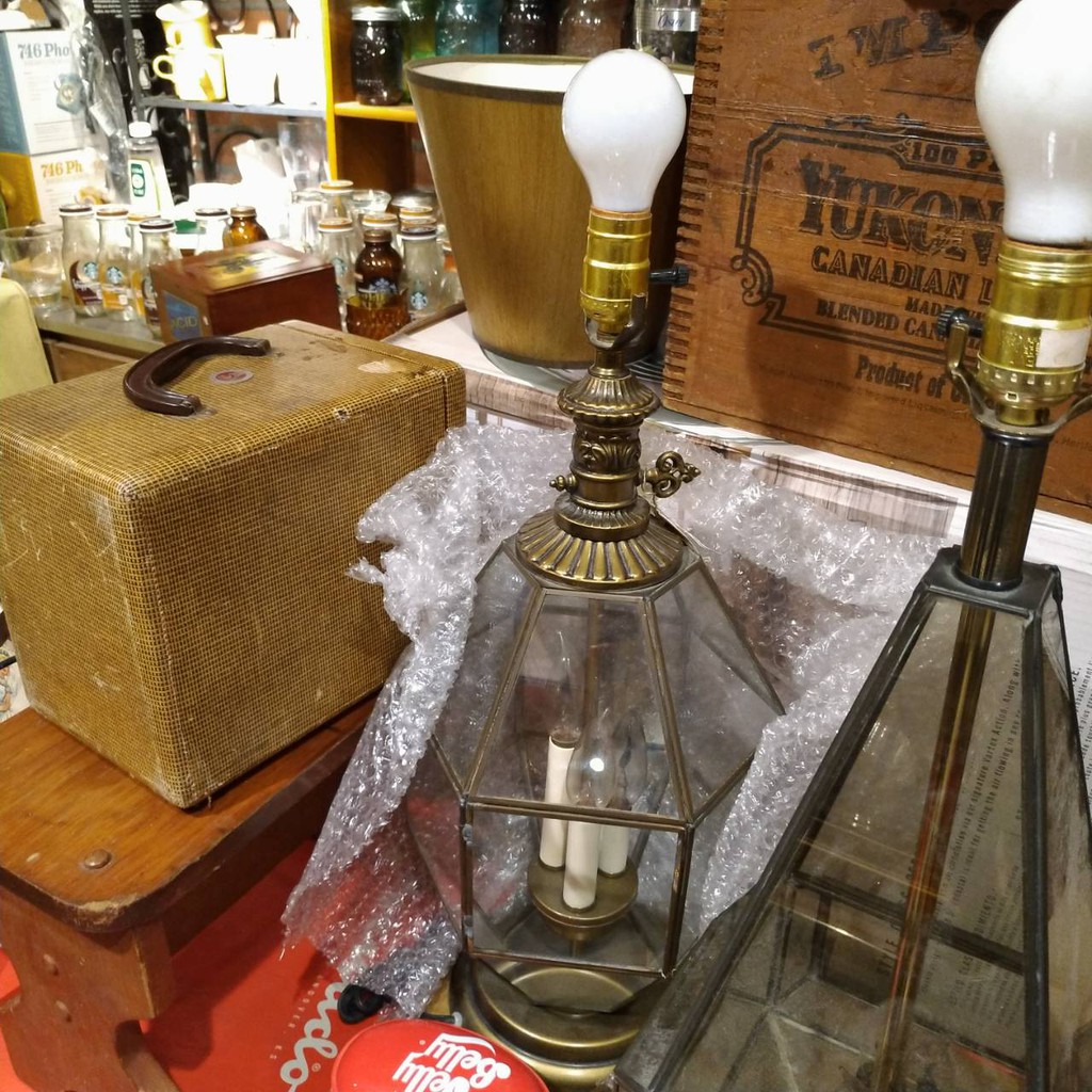 美國古董玻璃造型透明檯燈 復古玻璃老桌燈 [LIGHT-0211]
