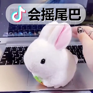 🔥熱銷🔥tiktok同款 會搖尾巴的小兔子 毛絨玩具 柔和親膚不掉毛 兔子玩偶 拉繩公仔 娃娃生日禮物 旋風尾巴