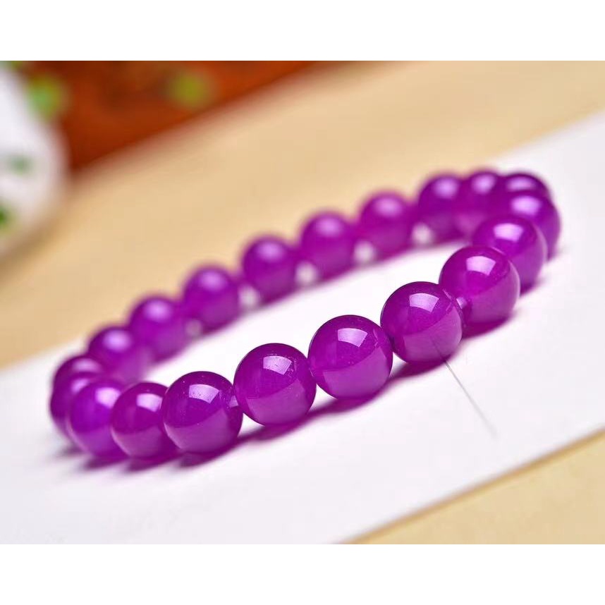 精美漂亮的玟紫玉髓圓珠手鍊，晶體亮麗，水潤潤達，性價比超高  品相好    絕對超值～   規格8一10mm
