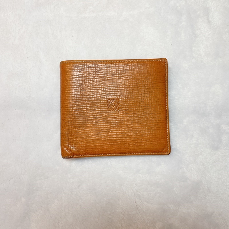 日本二手正品Loewe駝色二折短夾附零錢袋 Loewe短夾 Loewe錢包 Loewe皮夾 Loewe男夾 精品短夾