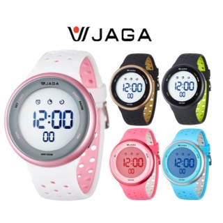 【天龜 】JAGA捷卡 簡約圓形液晶顯示多功能防水運動型電子錶 M1185