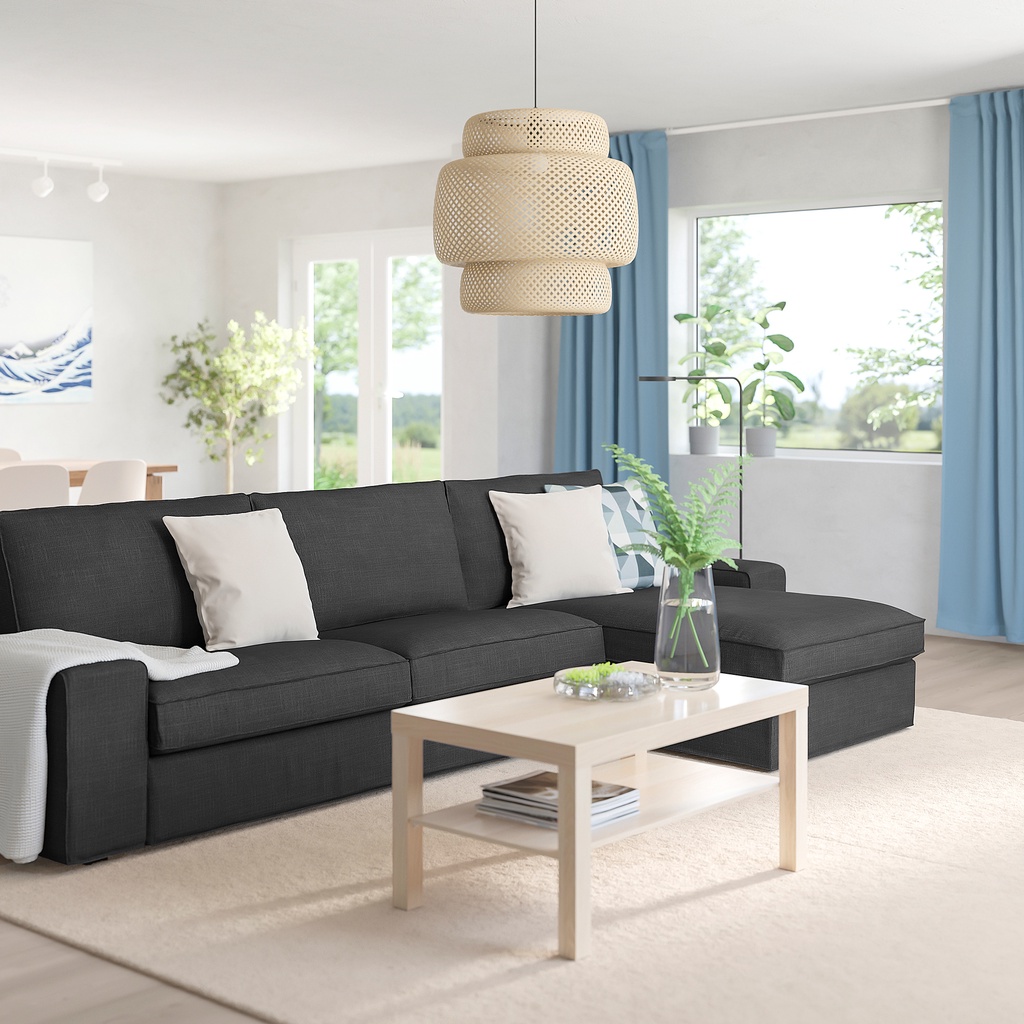 北歐IKEA宜家KIVIK四人座L型沙發沙發附躺椅/碳黑/318x83x163/二手八成新/原$28900特$17800
