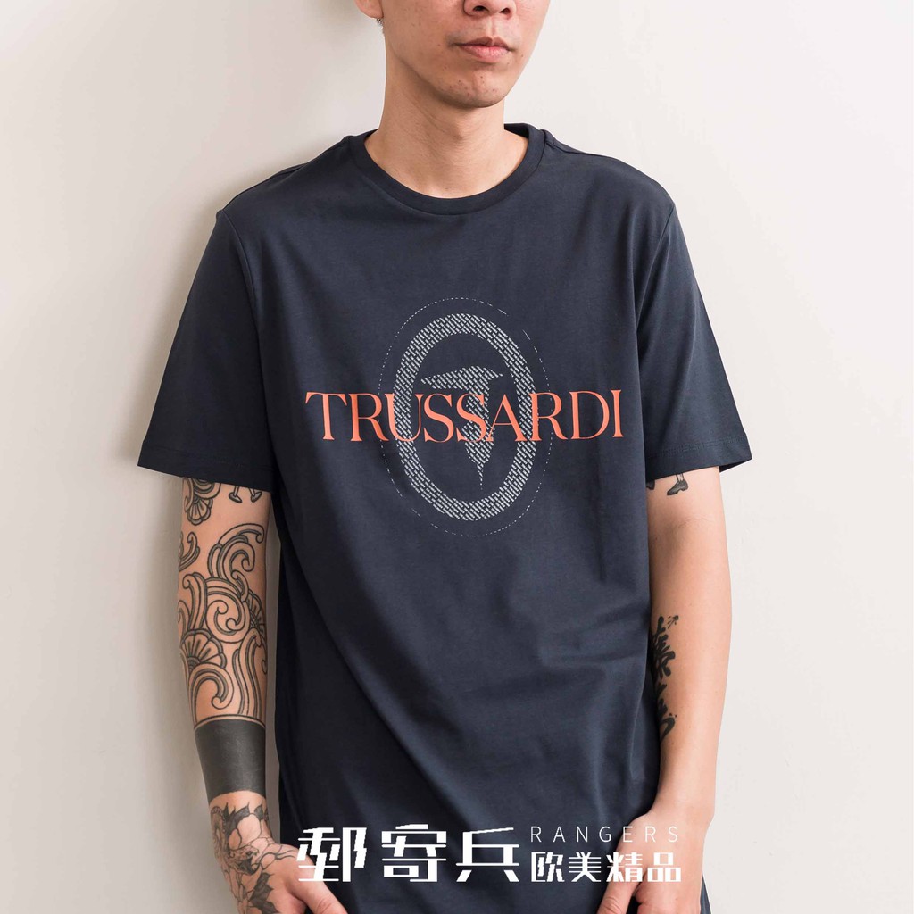 [現貨] TRUSSARDI JEANS TJ 男版T恤 文字大LOGO圓標設計短袖 8051932468163