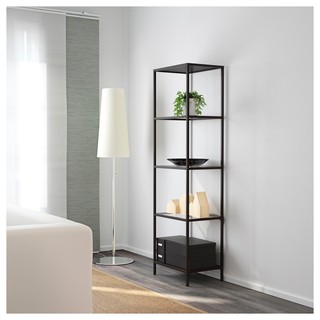 北歐工業LOFT風格IKEA宜家VITTSJÖ玻璃層架組/收納架/黑棕色/51x36x175/二手八成新/特$1480