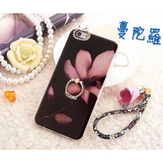 OPPO R11 花樣貼鑽指環手機殼（含吊掛手鍊）