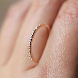 韓國簡約訂婚女士戒指鋯石微鑲鍍玫瑰金戒指時尚氣質