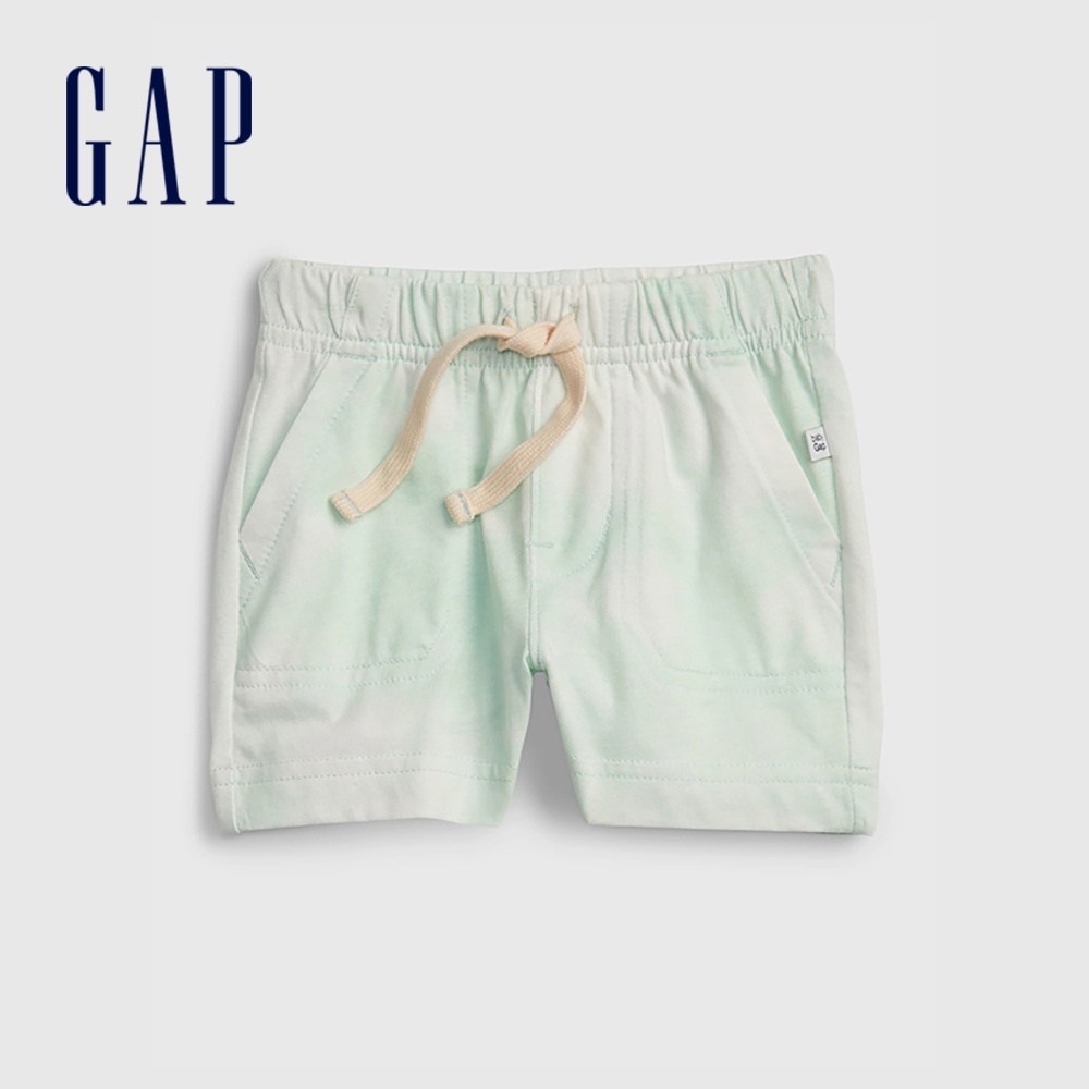 Gap 嬰兒裝 清新印花寬鬆短褲 布萊納系列-綠色紮染(691237)