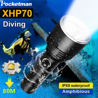 Xhp70 最強大的潛水手電筒 IPX8 防水潛水 Led 手電筒水下燈籠