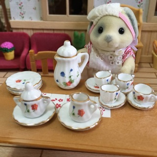 森林家族❤️陶瓷茶具15件組❤️仿真食玩配件娃娃屋場景適用
