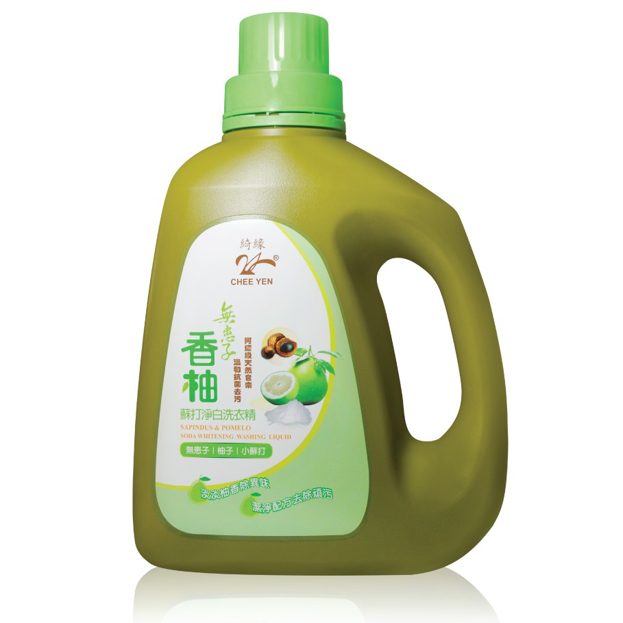 綺緣-無患子皂素香柚去污潔淨洗衣精1750g(1瓶+8包)組