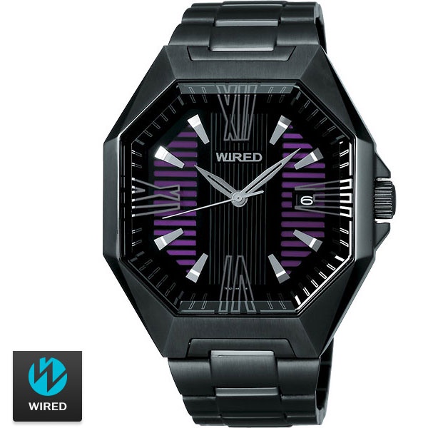 WIRED 時尚八角全黑鋼素面腕錶 40mm AF5031X 7N42-X007T 台灣公司貨保固一年