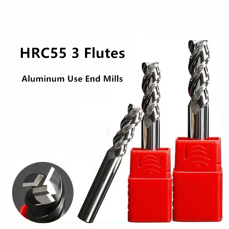 Hrc55 3 長笛硬質合金立銑刀鋁丙烯酸刀 Endmills Cnc 銑削工具木銅 1-12mm 銑刀