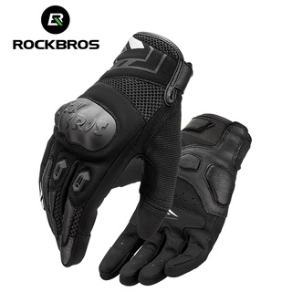 Rockbros摩托車手套防護透氣減震防滑防撞賽車手套觸摸屏摩托車手套