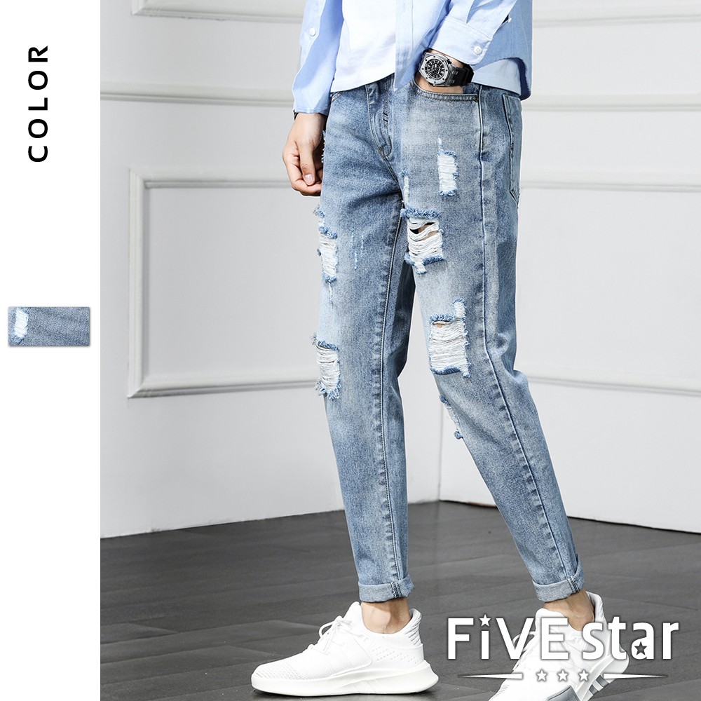 正韓刷破牛仔褲 樂樂韓國精品服飾