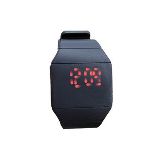 男子觸摸數字紅色LED矽膠運動手錶超薄腕錶