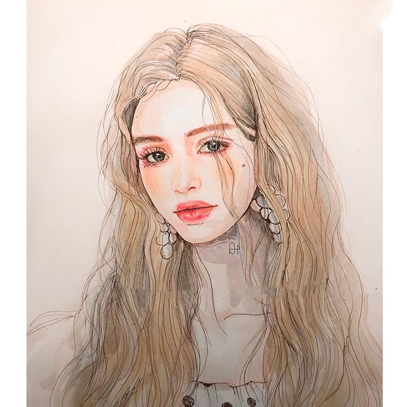 韓國畫師dahye彩鉛水彩少女人物插畫彩鉛水彩手繪插畫臨摹素材 蝦皮購物