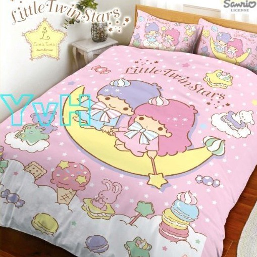 =YvH=床包 枕套 被套 涼被 兩用被 單人 雙人 加大 台灣製造 正版授權 kikilala 雙子星 月光童話 粉色