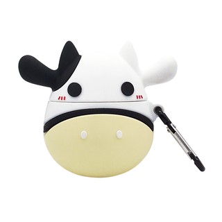 可愛乳牛造型 AirPods/AirPods 2 矽膠耳機保護套 (附掛勾)