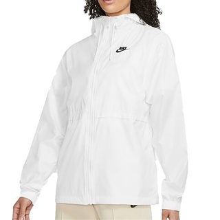 NIKE 女生 白色 防潑水 透氣 彈性繩 外套 連帽 DM6180-100