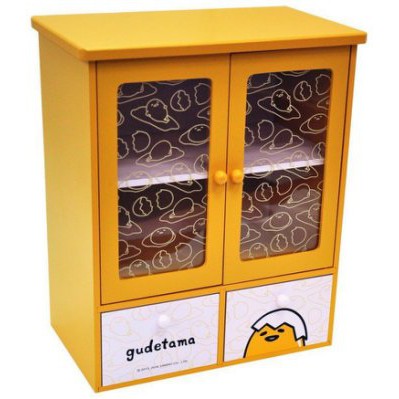 正版授權木製 蛋黃哥 透明雙拉門抽屜櫃 收納櫃