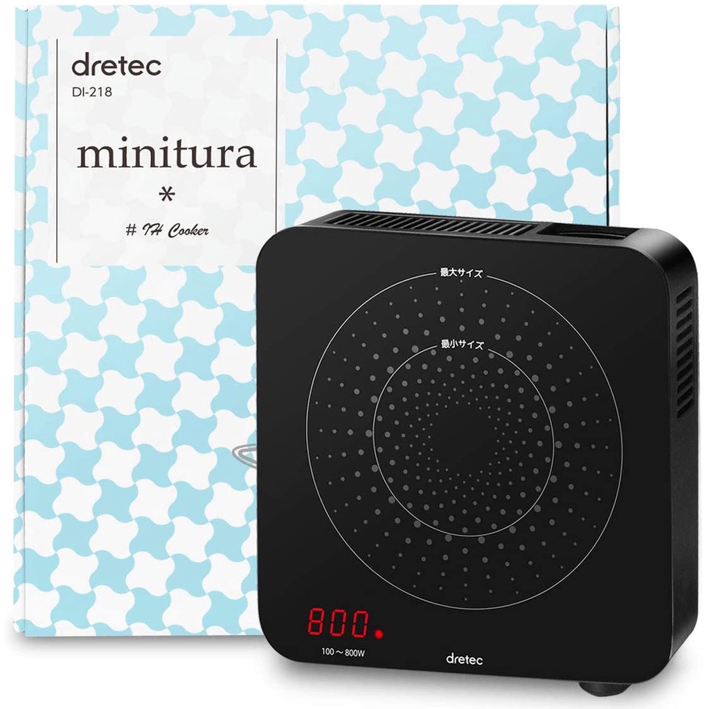 日本 dretec minitura DI-218 迷你 超小型 IH爐 電磁爐 調理器 黑色 8段火力