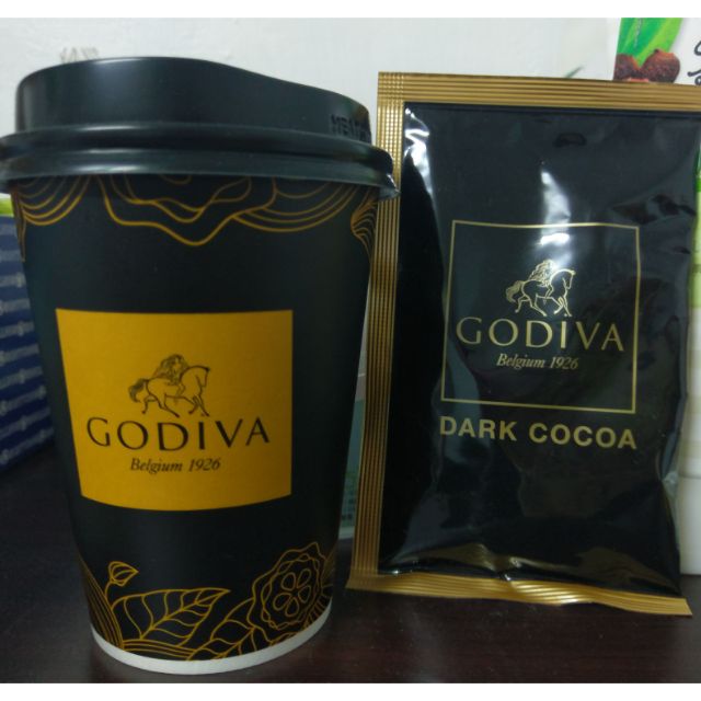 GODIVA醇黑巧克力粉包（中）+ 杯子